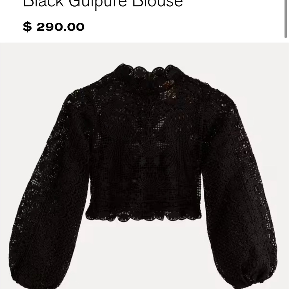 FARM Rio Black Guipure Lace Balloon sleeve, Blouse. EUC. No flaws. Womens Small - Picture 8 of 10